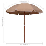 Garden Parasol with Steel Pole 240 cm Taupe 47802