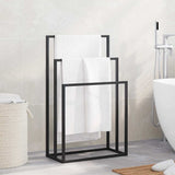 Towel Rack Black Iron Medium Towel Rack Rectangular Modern 343090
