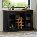 ZNTS Sideboard HALDEN 2 Sliding Doors Black 112x40x80 cm Solid Wood 4018428