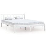 810093 Bed Frame without Mattress White Solid Wood 160x200 cm
