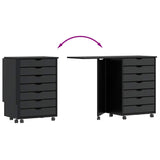 Rolling Cabinet with Desk MOSS Black Solid Wood Pine 4015790