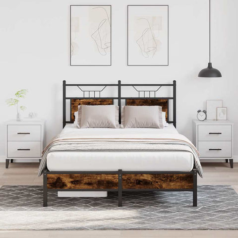 Bed Frame without Mattress Smoked Oak 120x200 cm Engineered Wood 4106888