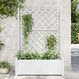 Garden Planter with Trellis 100x43x142 cm PP White 313983