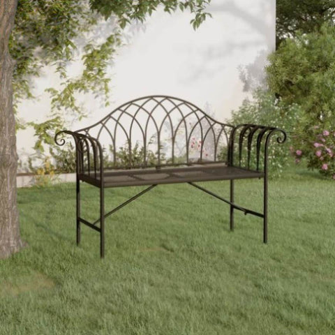 ZNTS 2-Seater Garden Bench 128 cm Black Steel 318828