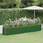 ZNTS Garden Raised Bed Powder-coated Steel 368x80x68 cm Green 318963