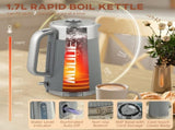 Electric Stainless Steel Kettle and Toaster Set, 3000W 1.7L UK Strix Thermostat Fast Boil Kettle w/ T3398P378836