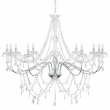 Adjustable Chandelier with Beads E14 Metal and Acrylic Chrome 42053792