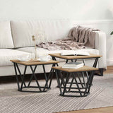 Coffee Table 3 pcs Artisan Oak Engineered Wood and Steel 868284
