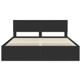 Bed Frame with Headboard Black 180 x 200 cm Engineered Wood 3408824