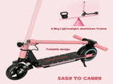 Folding Electric Scooter for Kids, with Dual Brakes, Front Suspension, LED Colourful Lights, Pink T3398P349456