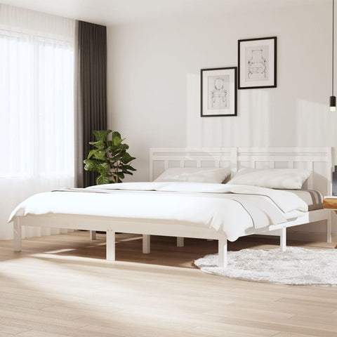 ZNTS Bed Frame White Solid Wood Pine 160x200 cm 3100600