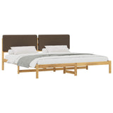Bed Frame with Upholstered Headboard Whitewash and Taupe 3405052