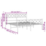 Metal Bed Frame without Mattress with Footboard Black 135x190cm 372294