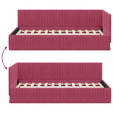 Corner Bed Frame with Headboard Wine red 100 x 200 cm Velvet 42016280