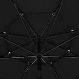3-Tier Garden Parasol with Aluminium Pole Black 3.5 m 313882