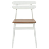Dining Chair 2 pcs White and Natural Solid Rubber Wood 42020515