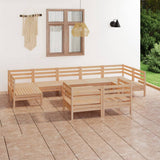 10 Piece Garden Lounge Set Solid Wood Pine 3083479