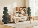 Artificial Lavender Topiary Tree Set of 2, UV Resistant Fake Plants in Pot for Indoor Outdoor Decor, T3398P551661