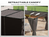 3 x 3m Moving Canopy Metal Pergola, with Curtains - Grey T3398P317588