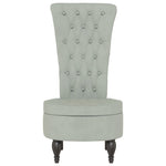 High Back Chair Light Grey Velvet Button Design 352464