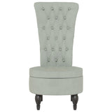 High Back Chair Light Grey Velvet Button Design 352464
