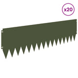 Lawn Edging 20 pcs 103 x 30 cm Steel Olive Green 8008511