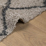 Shaggy Rug PAMPLONA High Pile Modern Beige and Anthracite 160x160 cm 375390