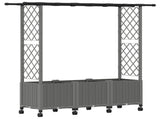 Raised Bed with Trellis and Roof Light Grey 162.5 x 40 x 142 cm 3423119