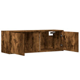 TV Wall Cabinet with LED Lights Smoked Oak 100x31x35 cm 852268