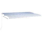 ZNTS Manual Retractable Awning with LED 600x350 cm Blue and White 3069041