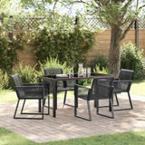 Garden Dining Set 5 pcs Black Powder-Coated Steel 3379312