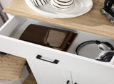 Freestanding Kitchen Cupboard, Nordic Storage Cabinet with Drawer, Doors and Open Countertop for T3398P344628