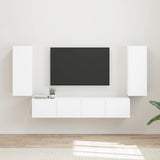 TV Wall Cabinet Set Wall-mounted 4 pcs White Engineered Wood 3408916
