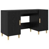 Desk with Shelf Black Oak 140 x 50 x 75 cm Engineered Wood 886236