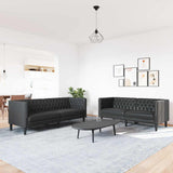 Living Room Couch 2 pcs Black 194 x 74.5 x 70.5 cm Faux Leather 3385862