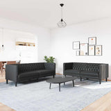 Living Room Couch 2 pcs Black Faux Leather 3385862