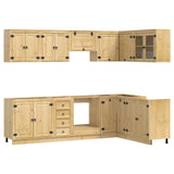 Cabinet with Drawer SKI 10 pcs Honey Brown Solid Pine Wood 3392647