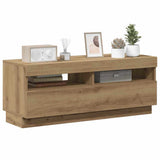 TV Cabinet with LED Lights Artisian Oak 100x35x40 cm Engineered Wood 856356