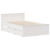 Bed Frame without Mattress with Headboard White 135x190 cm Double Solid Wood Pine 3308781