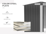 Garden Metal Tool Storage Shed with Sliding Door, Sloped Roof and Foundation Kit, 152 x 132 x 188cm, T3398P313648