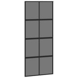 Sliding Door Black 90x205 cm Tempered Glass and Aluminium 155226