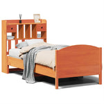ZNTS Bookcase Bed without Mattress Wax Brown 75x190 cm Small Single Solid Wood Pine 3323169