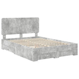 Bed Frame Concrete Grey 140 x 190 cm Engineered Wood 3412786