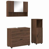Bathroom Furniture Set with Drawer with Shelf 3 pcs Brown Oak 3393030