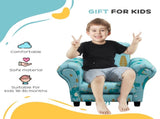 2 Piece Kids Sofa Set with Dinosaur Design, Wooden Frame, for 1.5-3 Years Old, Blue T3398P421962