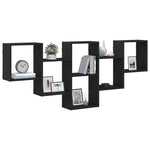 ZNTS Wall Shelf Black Oak 159x18x66 cm Engineered Wood 868073