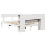 ZNTS Bookcase Bed without Mattress White 150x200 cm King Size Solid Wood Pine 3321777