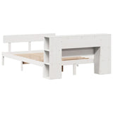 ZNTS Bookcase Bed without Mattress White 150x200 cm King Size Solid Wood Pine 3321777