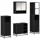 Bathroom Furniture Set 4 pcs Black Oak Engineered Wood 3402544