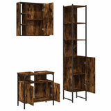3 Piece Bathroom Cabinet Set Smoked Oak Engineered Wood 3214737
